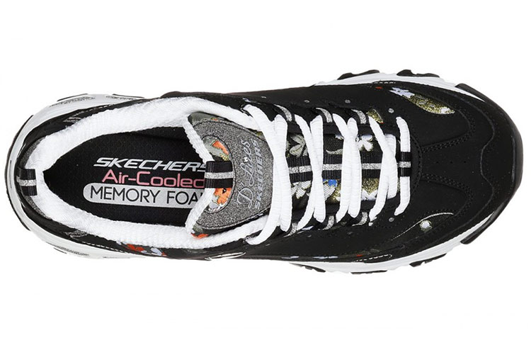 (W) Skechers D'lites Floral Days Running Shoes Black/White 圖 3