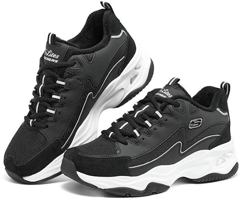 Skechers D‘LITES 閃電熊貓 加絨 低筒 爸爸鞋 女款 黑白 Lookbook Skechers D‘LITES 閃電熊貓 加絨 低筒 爸爸鞋 女款 黑白