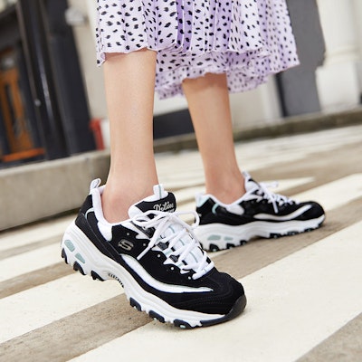 (W) Skechers D'lite-Kaca Tampilan 11959-BKW Details for (W) Skechers D'lite-Kaca Tampilan 11959-BKW