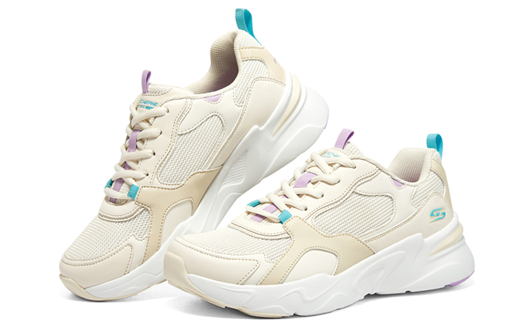 Lookbook Skechers D'LITES 馬卡龍 奶油馬卡龍低筒 老爸鞋 女款 淺黃色