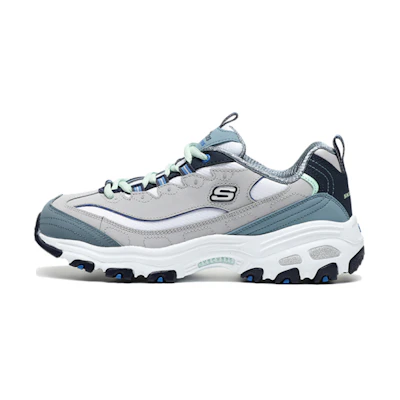 (W) Skechers D Lites 1.0 Low Running Shoes Grey/Blue