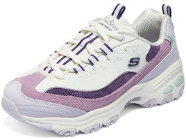 Lookbook (Women) Skechers D'Lites 1.0 Shoes 'White Purple Lilac' 896276-PRMT