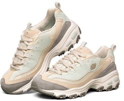 Skechers D'LITES 奶茶熊 黑白金薄荷奶綠 舒適 低筒 運動休閒鞋 女款 淺藍色 Lookbook Skechers D'LITES 奶茶熊 黑白金薄荷奶綠 舒適 低筒 運動休閒鞋 女款 淺藍色