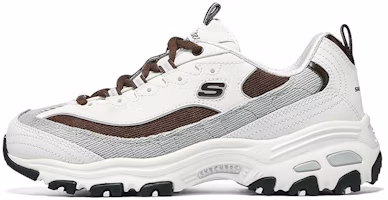 (Women) Skechers D'Lites 1.0 Shoes 'White Grey Brown' 896276-OWBR (Women) Skechers D'Lites 1.0 Shoes 'White Grey Brown' 896276-OWBR