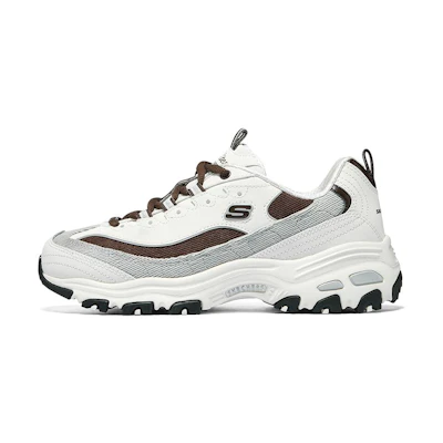 (W) Skechers D'Lites 1.0 Shoes 'White Grey Brown'