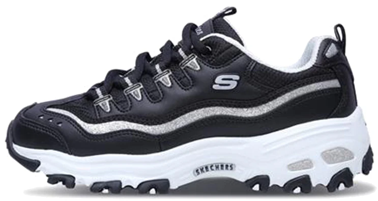 women-skechers-d-lites-now-and-then-black-white-silver-11923-bksl