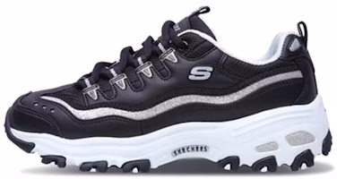 (Women) Skechers D lites-Now & Then Running Shoes Black/White/Silver 11923-BKSL (Women) Skechers D lites-Now & Then Running Shoes Black/White/Silver 11923-BKSL