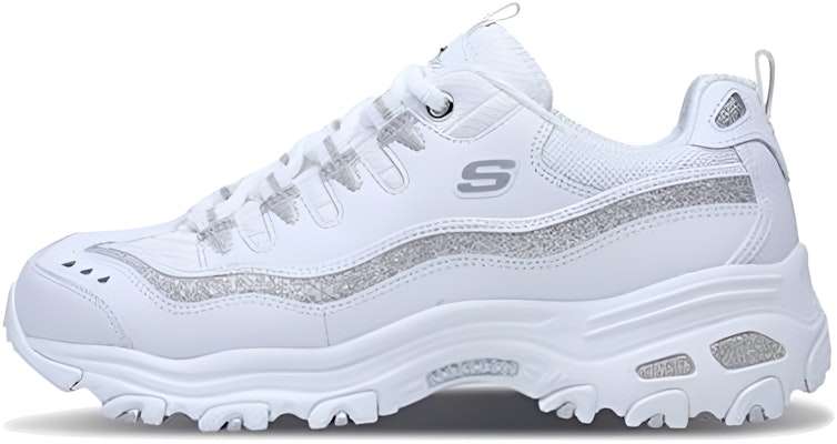 Women Skechers D lites Now Then White Silver 11923 WSL