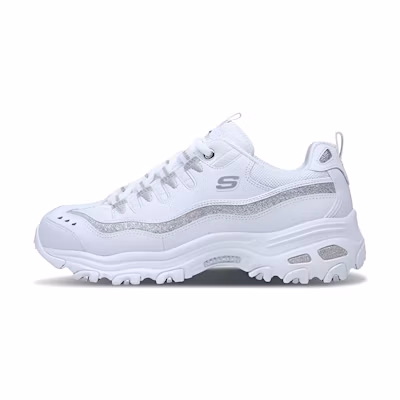 (W) Skechers D'lites-Now & Then 'White Silver'