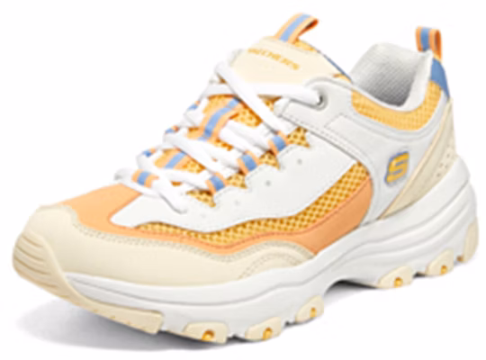 Skechers D'Lites 奧利奧芒果奶昔 低幫運動老爹鞋 女款 白黃色 Lookbook Skechers D'Lites 奧利奧芒果奶昔 低幫運動老爹鞋 女款 白黃色