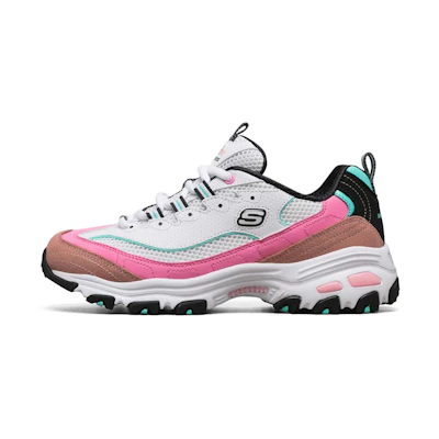 (W) Skechers D'Lites 1.0 'White Pink Blue'