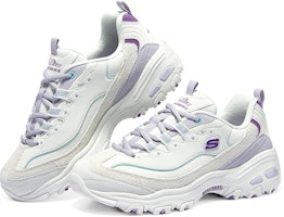 Skechers D‘LITES 奶茶熊 葡提奶凍 減震透氣 低筒 老爹鞋 女款 紫白 Shop Skechers D‘LITES 奶茶熊 葡提奶凍 減震透氣 低筒 老爹鞋 女款 紫白