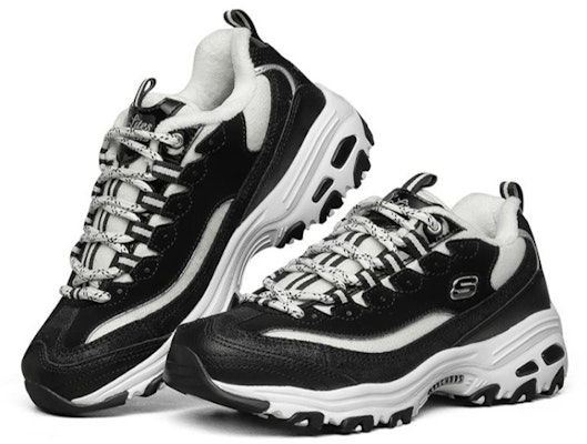Skechers D'LITES 復古 低筒 老爹鞋 女款 白黑色 Lookbook Skechers D'LITES 復古 低筒 老爹鞋 女款 白黑色