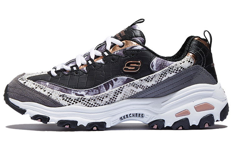 (Women) Skechers D'Lites-Runway Ready Low-Top Daddy Shoes Black/Purple 11918-BKRG