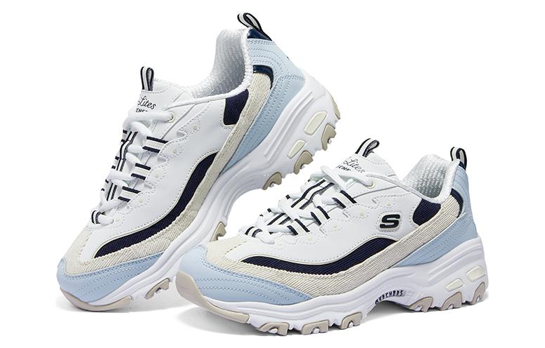 Shop (W) Skechers D'Lites 运动鞋 '白色蓝黑' 896276-BLMT