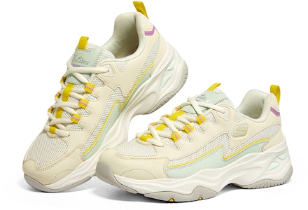 Skechers D‘LITES 閃電熊貓 厚底 低筒 爸爸鞋 女款 乳白色 Lookbook Skechers D‘LITES 閃電熊貓 厚底 低筒 爸爸鞋 女款 乳白色