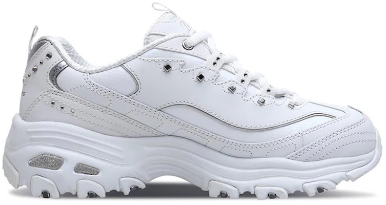 Skechers D'LITES 潮流復古 低筒 運動休閒鞋 女款 銀白 Order Skechers D'LITES 潮流復古 低筒 運動休閒鞋 女款 銀白