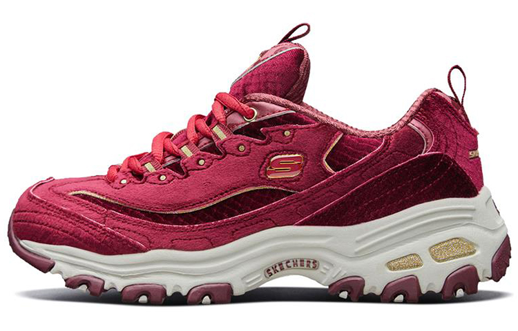 (W) Skechers D'Lites Velvet Low-Top Daddy Shoes Red