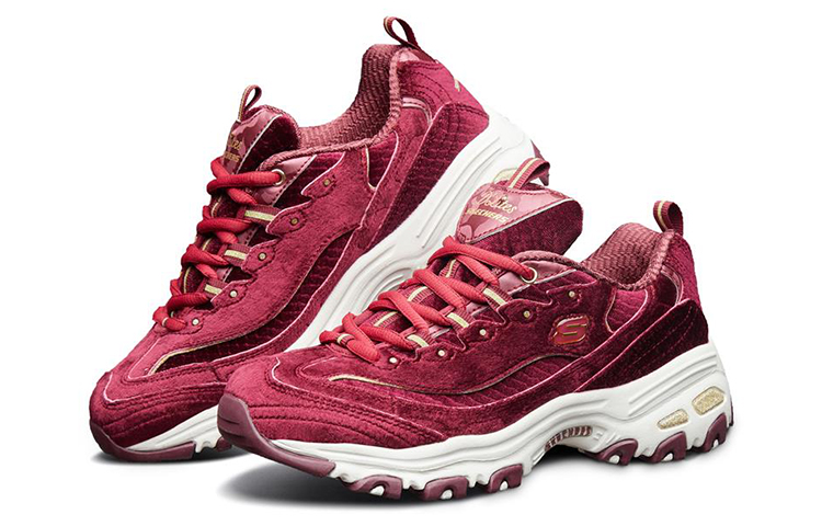 (W) Skechers D'Lites Velvet Low-Top Daddy Shoes Red 圖 3