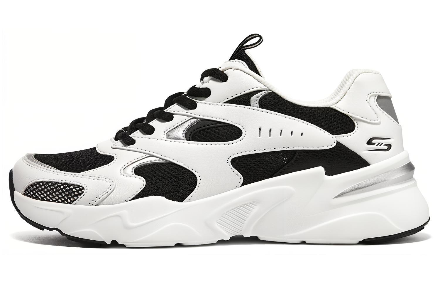 (Women) Skechers D'LITES 'White Black' 117354-BKW