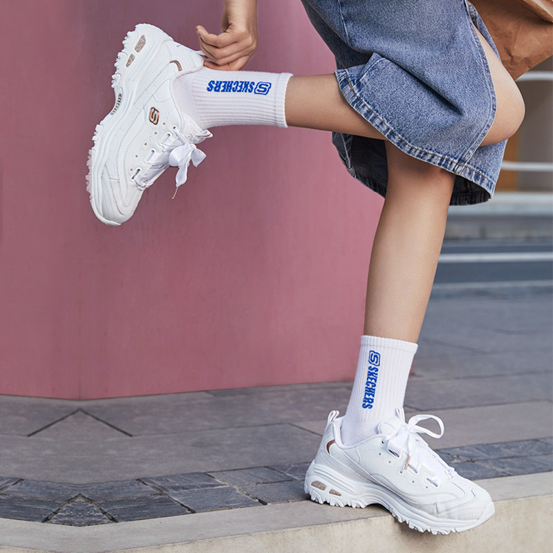 (W) Skechers D'lites 1.0 White/Gold 圖 7