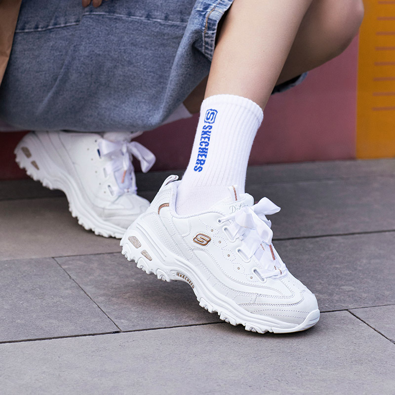 (W) Skechers D'lites 1.0 White/Gold 圖 8