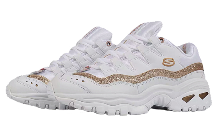 (W) Skechers D'lites Running Shoes White/Gold 圖 3