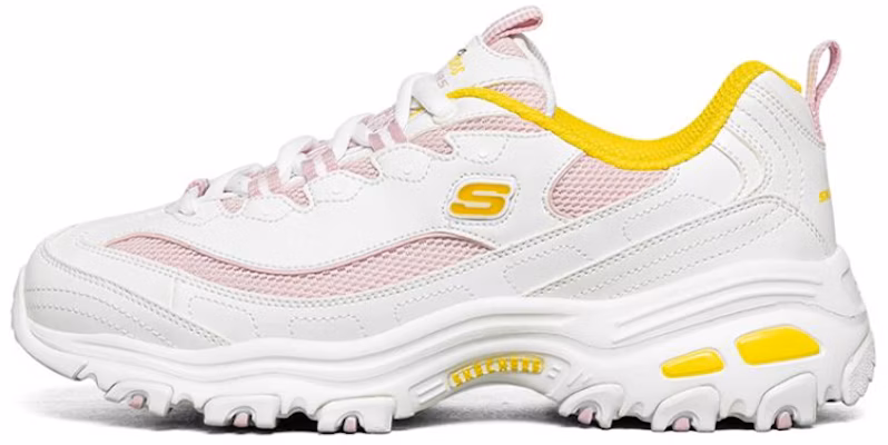 Skechers D‘LITES 小甜豆 透氣防滑 低筒 爸爸鞋 女款 白黃粉 Buy Skechers D‘LITES 小甜豆 透氣防滑 低筒 爸爸鞋 女款 白黃粉
