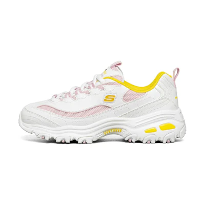 (W) Skechers D'lites 1.0 White/Yellow/Pink