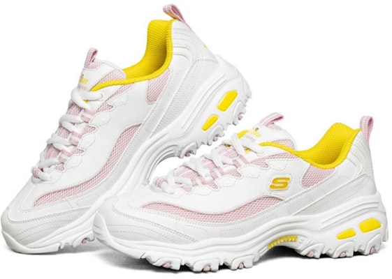 Skechers D‘LITES 小甜豆 透氣防滑 低筒 爸爸鞋 女款 白黃粉 Lookbook Skechers D‘LITES 小甜豆 透氣防滑 低筒 爸爸鞋 女款 白黃粉