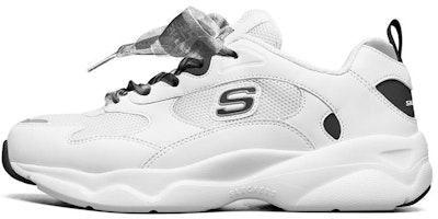 (Women) Skechers D'Lites Airy Low-Top Running Shoes White/Black 88888401-WBK (Women) Skechers D'Lites Airy Low-Top Running Shoes White/Black 88888401-WBK