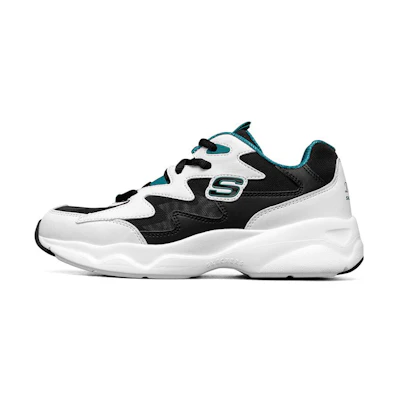 (W) Skechers D'Lites Airy Low-Top Running Shoes White/Black/Green