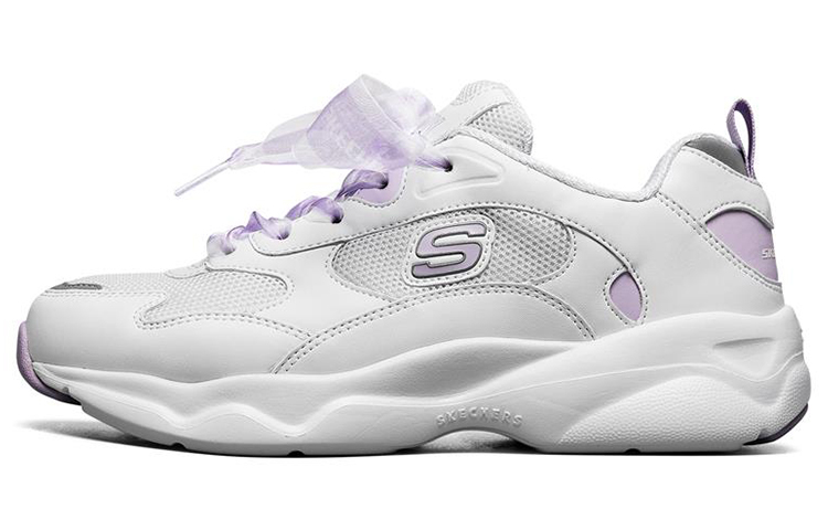 (Women) Skechers D'Lites Airy Low Running Shoes White/Purple 88888401-WLV