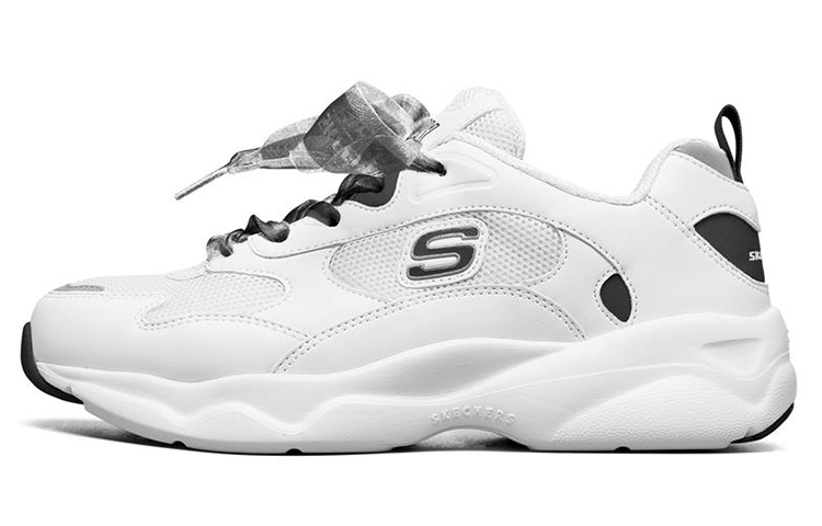 (Women) Skechers D'Lites Airy Low-Top Running Shoes White/Black 88888401-WBK