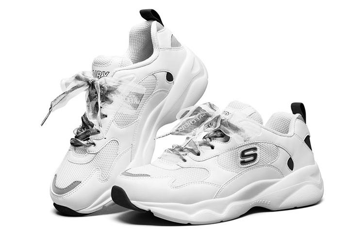 Lookbook Skechers D‘Lites Airy 低幫運動鞋 女款 白黑色