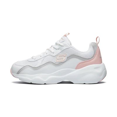 (W) Skechers D'Lites Airy Low Running Shoes White/Grey/Pink