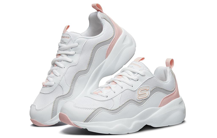 Lookbook (W) Kasut Lari Skechers D'Lites Airy Rendah Putih/Kelabu/Merah Jambu 88888201-WGYP