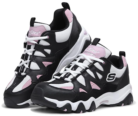 Skechers D'LITES 防滑耐磨輕便 低幫 運動休閒鞋 女款 黑粉白 Lookbook Skechers D'LITES 防滑耐磨輕便 低幫 運動休閒鞋 女款 黑粉白