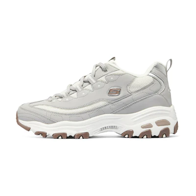 (W) Skechers D'lites-looking Glass Marathon Running Shoes 'Grey White Brown'