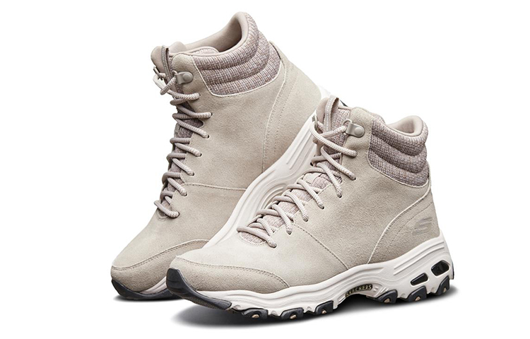 Lookbook Skechers D'lites 高筒休閒靴 女款 灰褐色