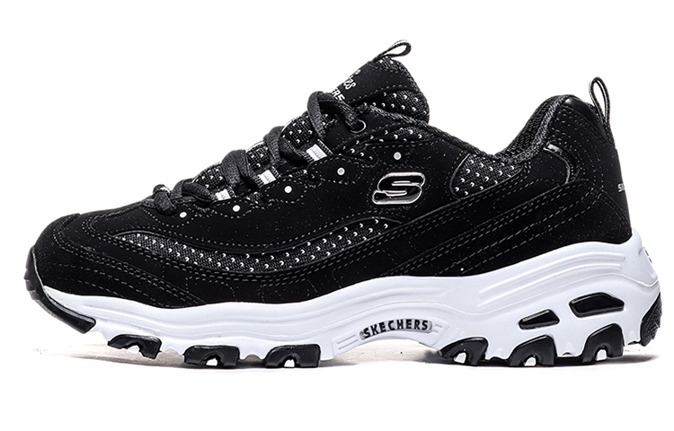 (Women) Skechers D'LITES Low-Running Shoes Black 13142-BKW