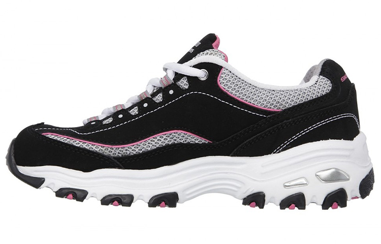 (Women) Skechers D'Lites Low-Top Daddy Shoes Black/Pink 11617-BKWP