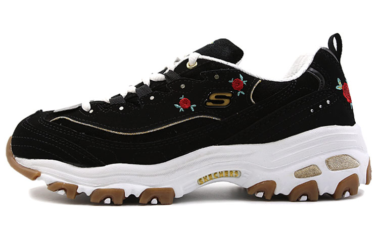 (Women) Skechers D'Lites Low-Top Daddy Shoes Black 13084-BKW