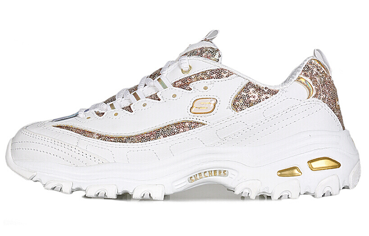 (Women) Skechers D'Lites Low-Top Daddy Shoes White/Gold 11916-WGD
