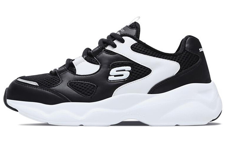 (Women) Skechers D'Lites Low-Top Daddy Shoes White/Black 88888129-BLK