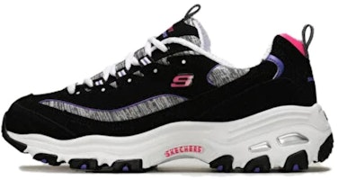 (Women) Skechers D'Lites Low-Top Running Shoes Black/Grey 149060-BKPR (Women) Skechers D'Lites Low-Top Running Shoes Black/Grey 149060-BKPR