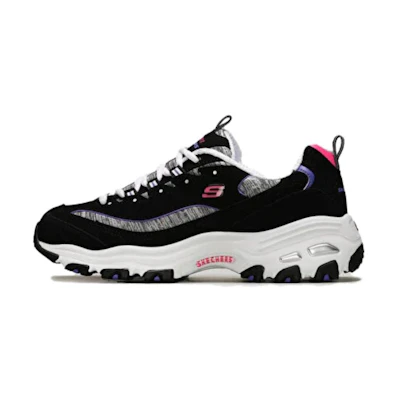 (W) Skechers D'Lites Low-Top Running Shoes Black/Grey