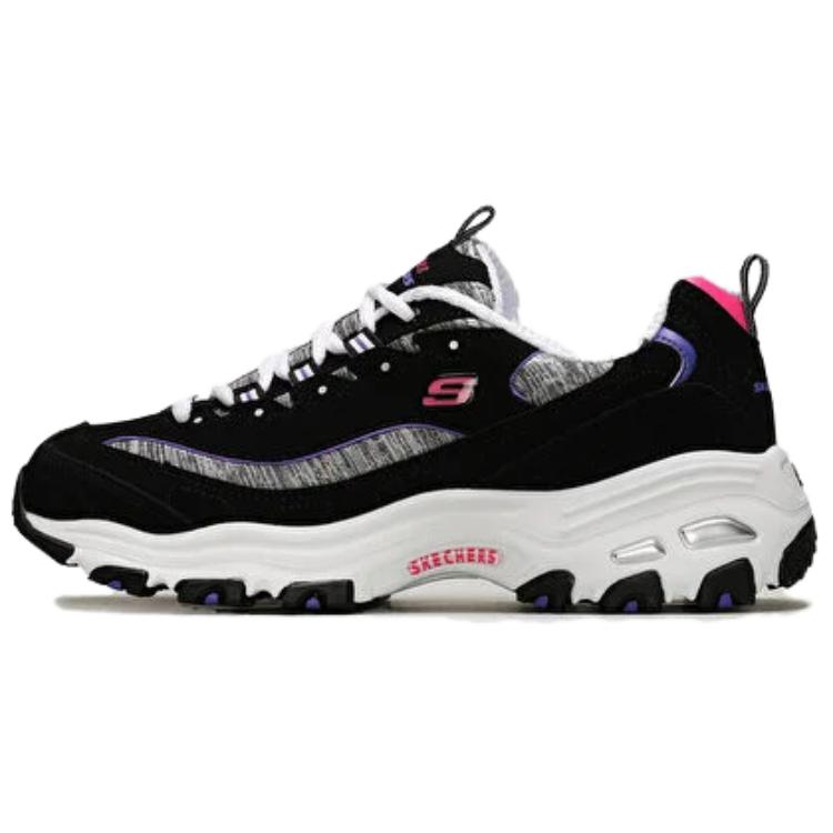 (Women) Skechers D'Lites Low-Top Running Shoes Black/Grey 149060-BKPR