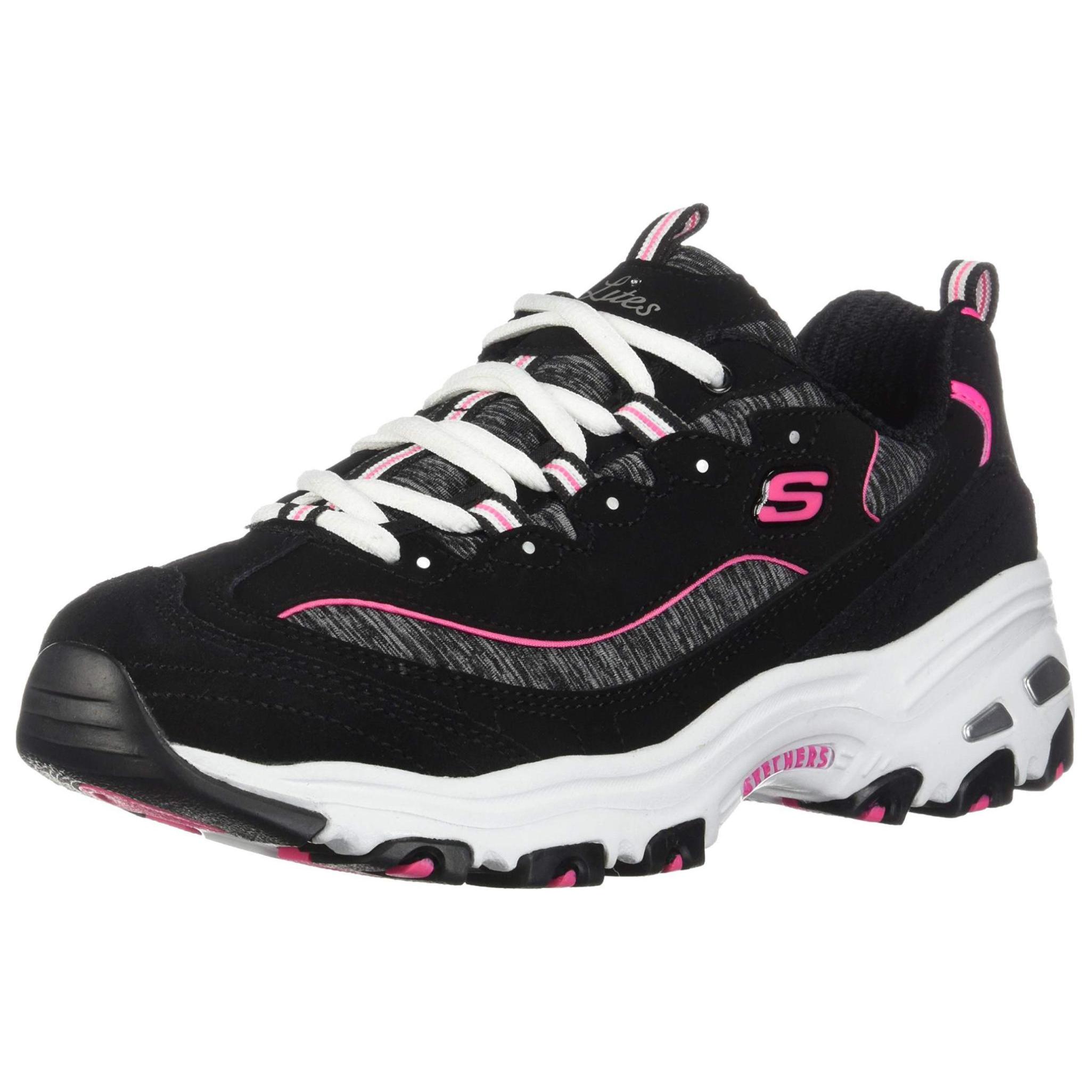 Lookbook (W) 스케쳐스 딜라이트 로탑 검/회 (Skechers D'Lites 로탑 검회) 149060-BKPR