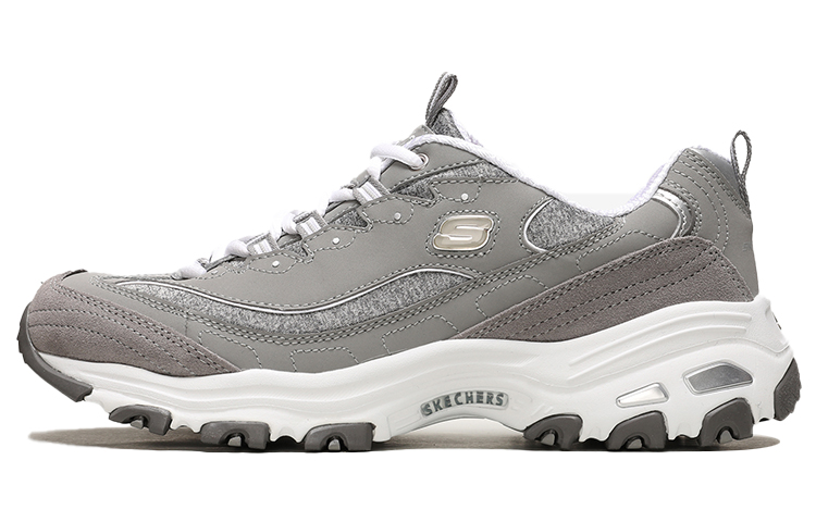(Women) Skechers D'Lites Low-Top Running Shoes Grey 11936-GYW